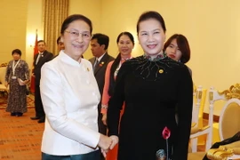 Chủ tịch Quốc hội Nguyễn Thị Kim Ngân hội kiến với Chủ tịch Quốc hội Lào Pany Yathotou. (Ảnh: Trọng Đức/TTXVN)
