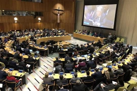 Tổng Thư ký Liên hợp quốc Antonio Guterres trong bài phát biểu chuyển tải thông điệp năm mới tại New York, Mỹ. (Nguồn: THX/TTXVN)