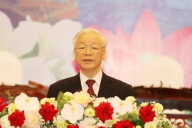 Tổng Bí thư Nguyễn Phú Trọng đọc Diễn văn chào mừng. (Ảnh: Trí Dũng/TTXVN)