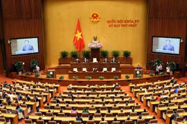 Chủ tịch Quốc hội Vương Đình Huệ phát biểu bế mạc Kỳ họp thứ nhất, Quốc hội khóa XV. (Ảnh: Phạm Kiên/TTXVN)