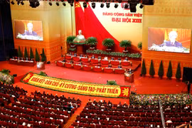 Đại hội nghe đồng chí Nguyễn Phú Trọng, Tổng Bí thư Ban Chấp hành Trung ương Đảng, Chủ tịch nước CHXHCN Việt Nam đọc Báo cáo chính trị của Ban Chấp hành Trung ương Đảng khóa XII về các văn kiện trình Đại hội XIII của Đảng. (Ảnh: TTXVN)