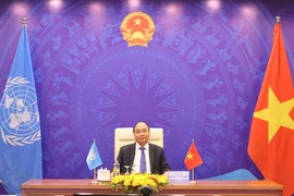 Thủ tướng Chính phủ Nguyễn Xuân Phúc phát biểu tại điểm cầu Hà Nội. (Ảnh: Thống Nhất/TTXVN)