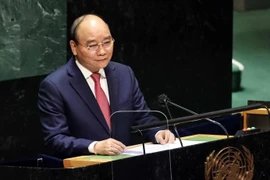 Chủ tịch nước Nguyễn Xuân Phúc phát biểu tại Phiên thảo luận Cấp cao Đại hội đồng Liên hợp quốc lần thứ 76. (Ảnh: Thống Nhất/TTXVN)