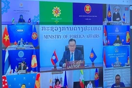 Hội nghị Quan chức Cao cấp (SOM) ASEAN theo hình thức trực tuyến. (Ảnh: TTXVN phát)