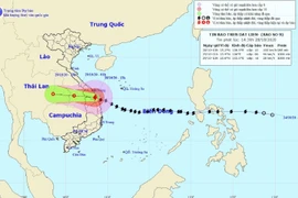 Bản đồ đường đi của Bão số 9. (Ảnh: TTXVN phát)