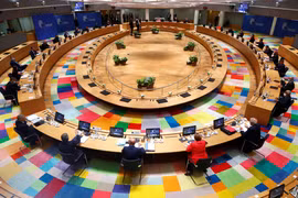 Toàn cảnh hội nghị thượng đỉnh EU tại Brussels, Bỉ, ngày 17/7/2020. (Ảnh: AFP/ TTXVN)