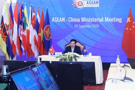 Phó Thủ tướng, Bộ trưởng Bộ Ngoại giao Phạm Bình Minh phát biểu tại Hội nghị Bộ trưởng Ngoại giao ASEAN-Trung Quốc. (Ảnh: Lâm Khánh/TTXVN)