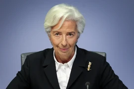 Chủ tịch Ngân hàng trung ương châu Âu (ECB), bà Christine Lagarde tại cuộc họp báo ở Frankfurt, Đức. (Ảnh: AFP/TTXVN)