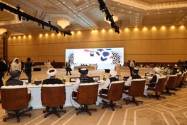 Phái đoàn Taliban tham dự cuộc hòa đàm với Chính phủ Afghanistan tại thủ đô Doha, Qatar ngày 7/7/2019. (Ảnh: AFP/TTXVN)
