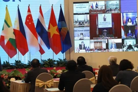 Phiên họp toàn thể đầu tiên bằng hình thức trực tuyến trong khuôn khổ AIPA 41. (Ảnh: Văn Điệp/TTXVN)