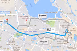 Lộ trình đường đi của du khách nước ngoài bị tài tế taxi “chặt chém”. (Ảnh: Googlemap)