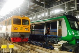 Đoàn tàu đô thị Cát Linh-Hà Đông được tập kết tại khu Depot Hà Đông. (Ảnh: Việt Hùng/Vietnam+)