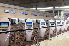 Khu vực check-in tự động nhà ga T4 của sân bay Changi, đã hoàn thiện và chờ đưa vào vận hành khai thác. (Ảnh: Việt Hùng/Vietnam+)