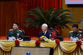 Tổng Bí thư, Chủ tịch nước Nguyễn Phú Trọng, Bí thư Quân ủy Trung ương chủ trì hội nghị. (Ảnh: Dương Giang/TTXVN)