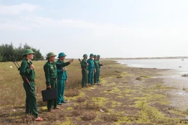 Bộ đội Biên phòng tỉnh Nam Định tuần tra khu vực biên giới biển huyện Giao Thủy. (Ảnh: Văn Đạt/TTXVN)