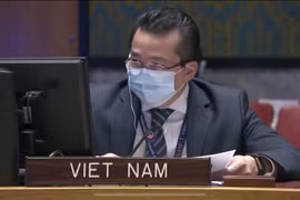 Đại sứ Phạm Hải Anh - Phó Trưởng phái đoàn đại diện thường trực Việt Nam tại LHQ phát biểu. (Ảnh: Hữu Thanh/TTXVN)