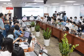 Quang cảnh buổi họp báo. (Ảnh: Đinh Hằng/TTXVN)