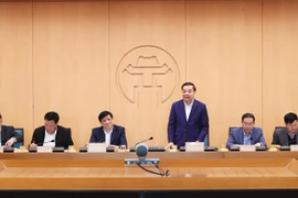 Chủ tịch UBND thành phố Hà Nội Chu Ngọc Anh phát biểu tại buổi làm việc. (Ảnh: Lâm Khánh/TTXVN)