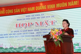 Chủ tịch Quốc hội Nguyễn Thị Kim Ngân phát biểu. (Ảnh: Huỳnh Phúc Hậu/TTXVN)