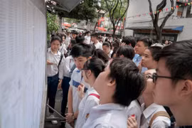 Thí sinh Hà Nội xem số báo danh trong Kỳ thi Tuyển sinh vào lớp 10 năm 2019. (Ảnh: Minh Sơn/Vietnam+)