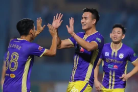 Hà Nội FC nắm quyền tự quyết trong cuộc đua vô địch sau vòng 24 V-League 2022. (Ảnh: PV/Vietnam+)