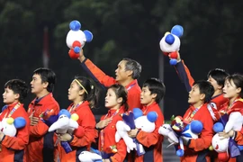 Đội tuyển nữ Việt Nam quyết tâm bảo vệ tấm huy chương vàng ở SEA Games 31. (Ảnh: PV/Vietnam+) 