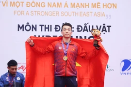 Đội tuyển Vật Việt Nam 'bội thu' huy chương vàng trong ngày thi đấu đầu tiên tại SEA Games 31. (Ảnh: PV/Vietnam+) 