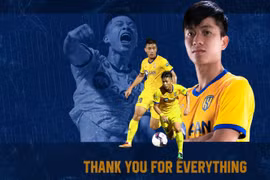 Câu lạc bộ Sông Lam Nghệ An cảm ơn Phan Văn Đức vì quãng thời gian cống hiến cho đội bóng quê hương. (Ảnh: SLNA) 