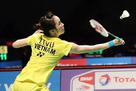 Vũ Thị Trang xuất sắc vượt qua tay vợt Aya Ohori, người Nhật Bản ở tứ kết Giải cầu lông Quốc tế Việt Nam mở rộng 2022. (Ảnh: BWF) 