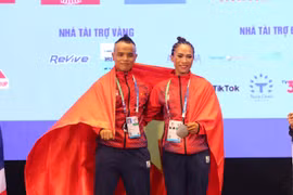 Thể hình Việt Nam thi đấu thành công tại SEA Games 31. (Ảnh: PV/Vietnam+)