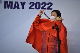 Vận động viên Ngô Phương Mai giành thêm huy chương bạc tại SEA Games 31 ở môn nhảy cầu. (Ảnh: PV/Vietnam+)