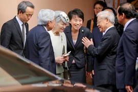 Sáng 3/3, trong ngày cuối cùng tại Hà Nội, Nhật hoàng Akihito và Hoàng hậu đã tham dự Tiệc trà do Tổng Bí thư Nguyễn Phú Trọng và Phu nhân chủ trì. (Ảnh: Minh Sơn/Vietnam+) 