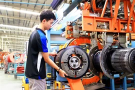 Sản xuất lốp xe ôtô tại Công ty TNHH Sailun Việt Nam, xã Phước Đông, huyện Gò Dầu. (Ảnh: Hồng Đạt/TTXVN)