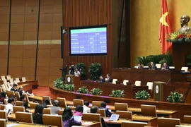 Quốc hội biểu quyết thông qua Luật Thực hiện dân chủ ở cơ sở. (Ảnh: Doãn Tấn/TTXVN)