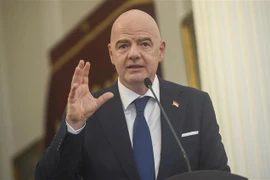 Chủ tịch FIFA Gianni Infantino phát biểu với báo giới tại Jakarta, Indonesia. (Ảnh: THX/TTXVN)