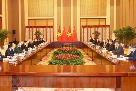 Tổng Bí thư Nguyễn Phú Trọng hội kiến Thủ tướng Trung Quốc Lý Khắc Cường. (Ảnh: Trí Dũng/TTXVN)