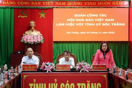 Phó Bí thư Thường trực Tỉnh ủy Sóc Trăng Hồ Thị Cẩm Đào phát biểu. (Ảnh: Trung Hiếu/TTXVN)