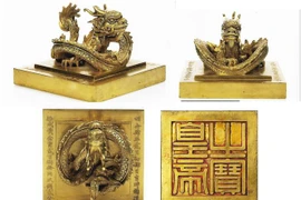 Kim ấn "Hoàng đế chi bảo" của vua Minh Mạng được hãng Millon dự kiến đưa ra đấu giá ngày 10/11 vừa qua. (Ảnh: TTXVN)