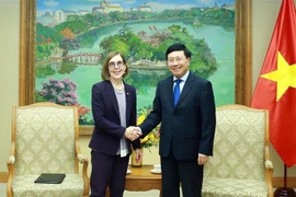 Phó Thủ tướng Thường trực Phạm Bình Minh tiếp bà Kate Brown, Thống đốc bang Oregon. (Ảnh: TTXVN phát)