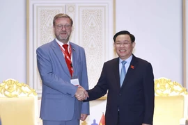 Chủ tịch Quốc hội Vương Đình Huệ gặp Phó Chủ tịch Hội đồng Liên bang Nga Konstantin Kosachev. (Ảnh: Doãn Tấn/TTXVN)