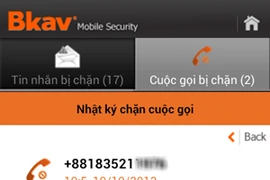 Phần mềm bảo mật của Bkav đã chặn được cuộc gọi lừa đảo. (Nguồn: Bkav)