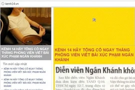 Hacker "đánh" Kenh14.vn để "đòi quyền lợi" cho diễn viên Ngân Khánh. (Nguồn: Internet)