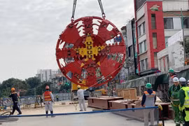 “Thần tốc” là máy đào hầm metro đầu tiên của Thủ đô. (Ảnh: Vietnam+)