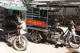 Một số xe ba bánh tự chế bị thu giữ. (Ảnh: PV/Vietnam+) 