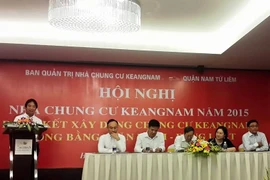Tại Hội nghị nhà chung cư thường niên năm 2015, đại diện quận Nam Từ Liêm yêu cầu Keangnam phải bàn giao ngay 100 tỷ đồng tiền quỹ bảo trì 2% vào tài khoản chung với Ban quản trị (Ảnh: T. Mai/Vietnam+) 