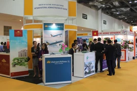 Gian hàng của Tổng cục Du lịch Việt Nam tại Hội chợ du lịch quốc tế ITB Asia (Ảnh: Việt Hải-Lê Hải/Vietnam+)