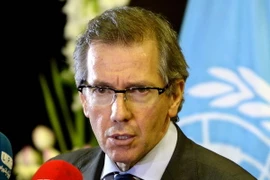 Đặc phái viên LHQ về Libya Bernardino Leon tại cuộc họp báo ở Skhirat ngày 12/9. (Nguồn: AFP/TTXVN)