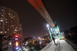Thi công Dự án đường sắt đô thị Cát Linh-Hà Đông. (Ảnh: Huy Hùng/TTXVN)