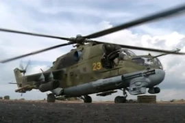 Trực thăng không quân Nga tham gia chiến dịch không kích chống IS tại căn cứ Heymim gần thị trấn Latakia, Syria ngày 6/10. (Nguồn: Reuters/TTXVN)