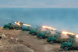 Quân đội Triều Tiên tập trận tại một địa điểm bí mật ở CHDCND Triều Tiên. (Ảnh minh họa: AFP/TTXVN)